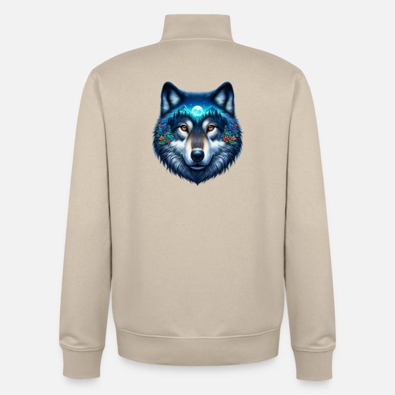 Wolf - Unisex Organic Zip Sweatshirt by Stanley/Stella - desert dust