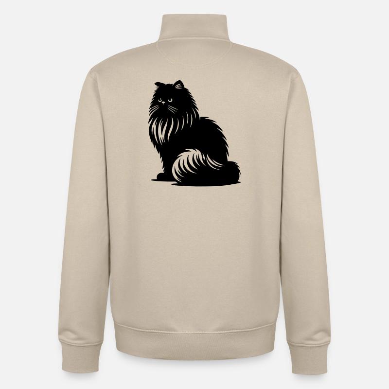 Chat persan - Persan - Sweat zippé unisexe en coton bio Stanley/Stella - beige crème