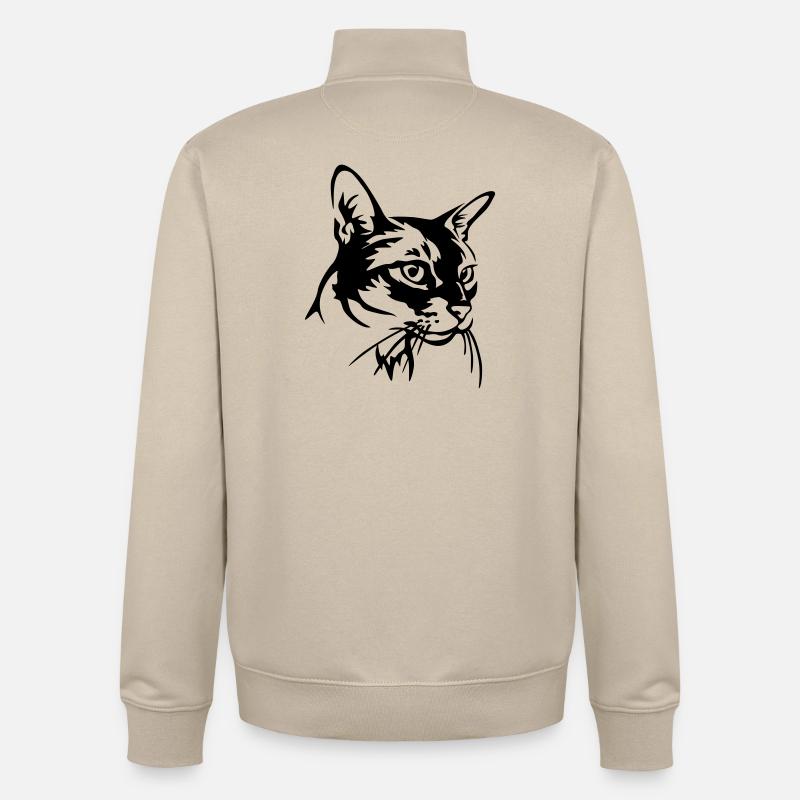 Chat abyssin - Sweat zippé unisexe en coton bio Stanley/Stella - beige crème