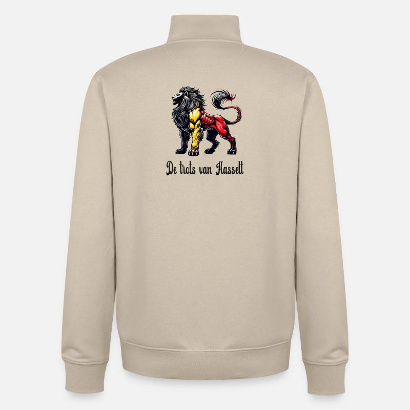 Design du drapeau Hasselt Loewe - Sweat zippé unisexe en coton bio Stanley/Stella - beige crème