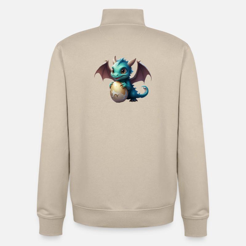 Kleiner Drachenjunge und sein Ei - Unisex Organic Zip Sweatshirt von Stanley/Stella - Cremebeige