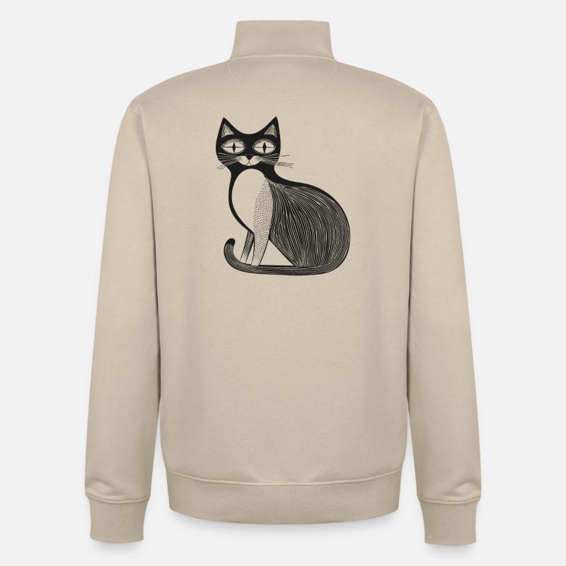 Chat - Sweat zippé unisexe en coton bio Stanley/Stella - beige crème