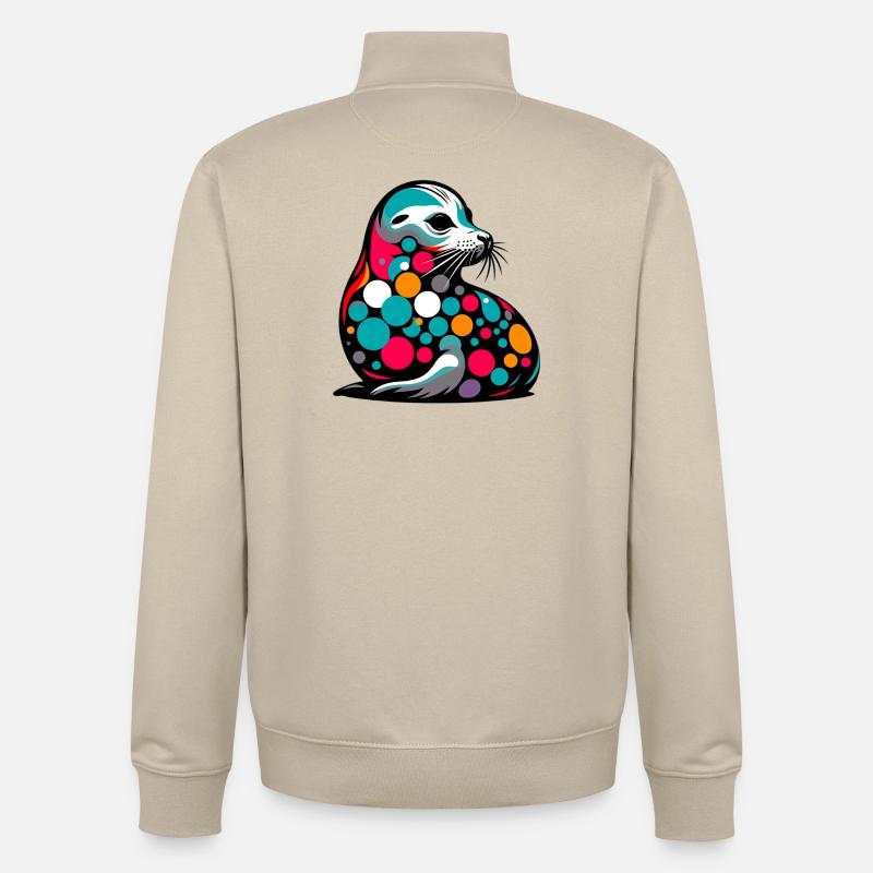 Phoque - Sweat zippé unisexe en coton bio Stanley/Stella - beige crème