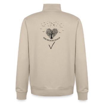 Trees are the heart of nature - Unisex Organic Zip Sweatshirt by Stanley/Stella - desert dust - Back - AI Model Male 185 dark (185cm)