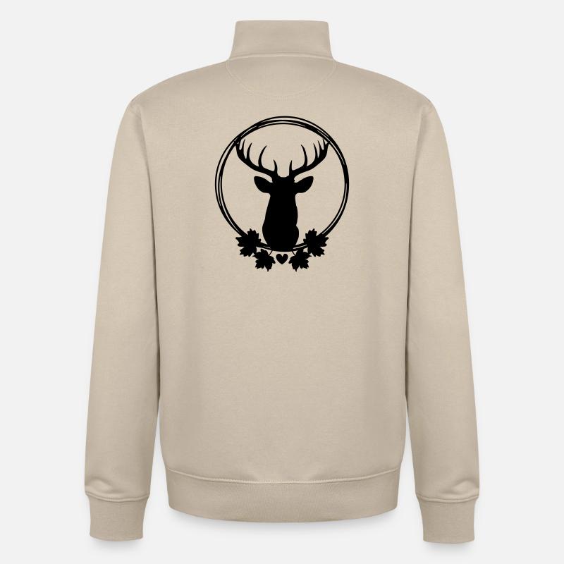Kranz mit Hirsch - Unisex Organic Zip Sweatshirt von Stanley/Stella - Cremebeige