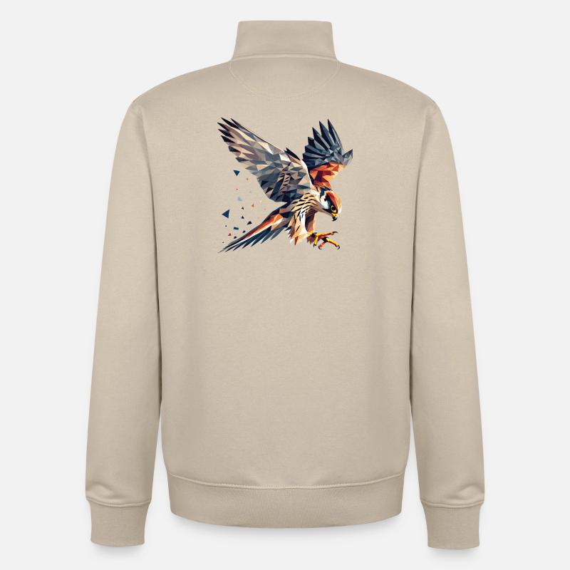Falke Greifvogel Polygon Stil - Unisex Organic Zip Sweatshirt von Stanley/Stella - Cremebeige