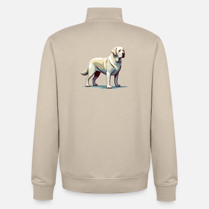 Labrador blanc debout - Sweat zippé unisexe en coton bio Stanley/Stella - beige crème