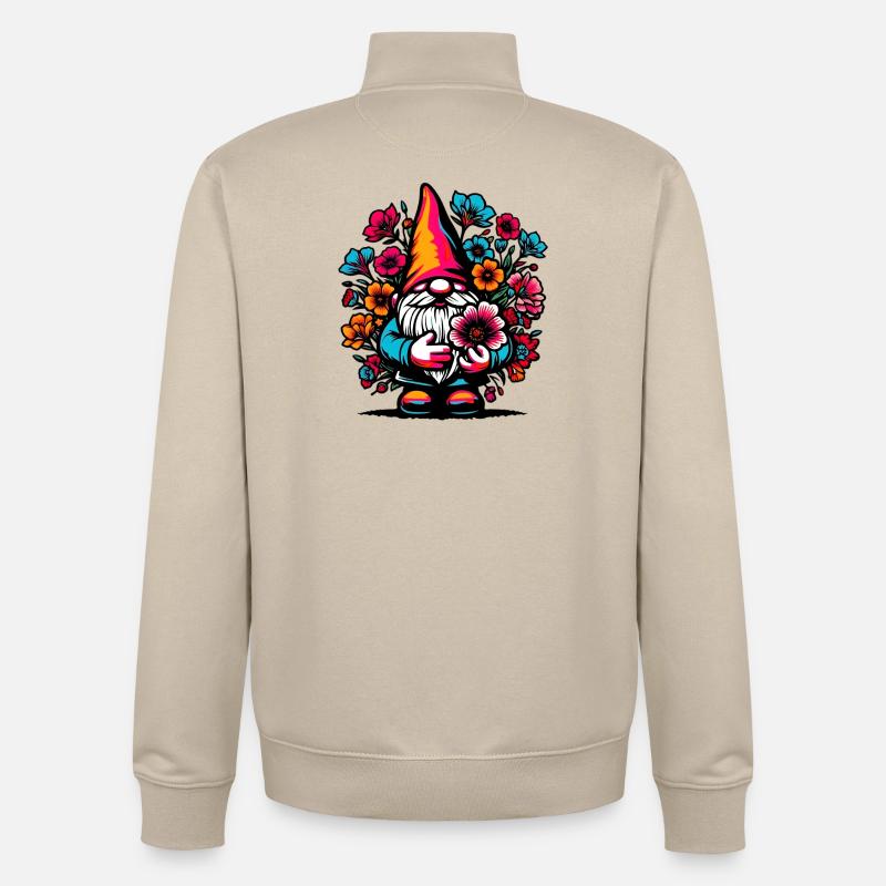 Gnome à fleurs - Sweat zippé unisexe en coton bio Stanley/Stella - beige crème