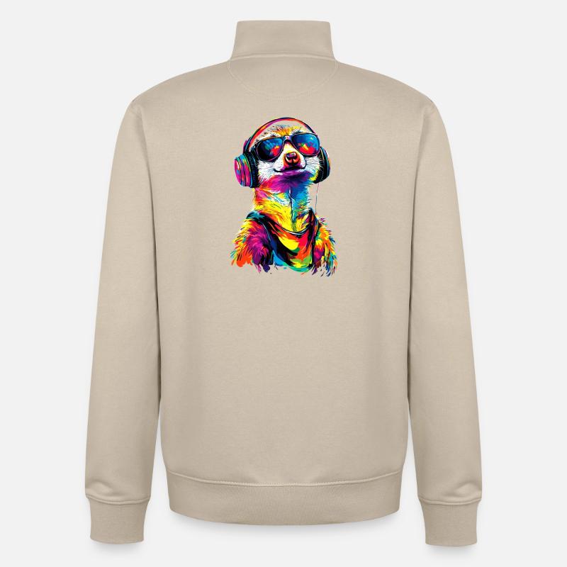Erdmännchen Sonnenbrille Bunt Süßes Erdmännchen - Unisex Organic Zip Sweatshirt von Stanley/Stella - Cremebeige