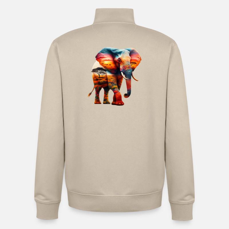 Éléphant - Sweat zippé unisexe en coton bio Stanley/Stella - beige crème