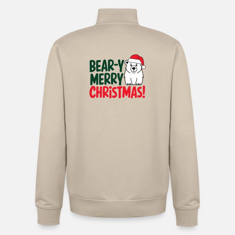 Conception de Noël Ours Festif - Sweat zippé unisexe en coton bio Stanley/Stella - beige crème