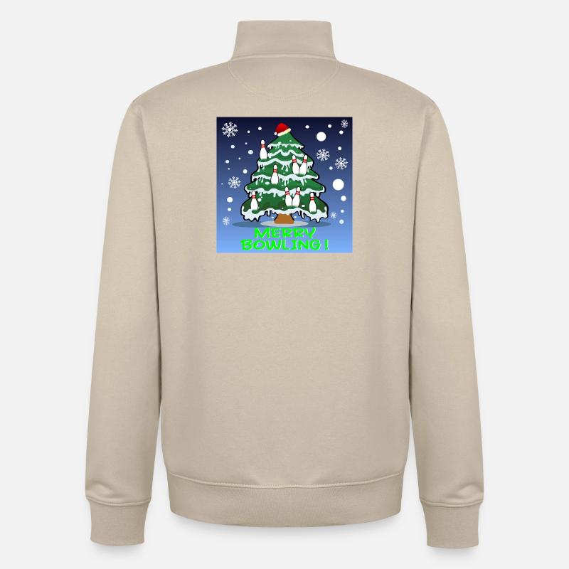 BOWLING DE L’ARBRE DE NOËL - Sweat zippé unisexe en coton bio Stanley/Stella - beige crème