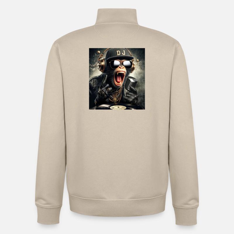 DJ Monkey - Unisex Organic Zip Sweatshirt by Stanley/Stella - desert dust