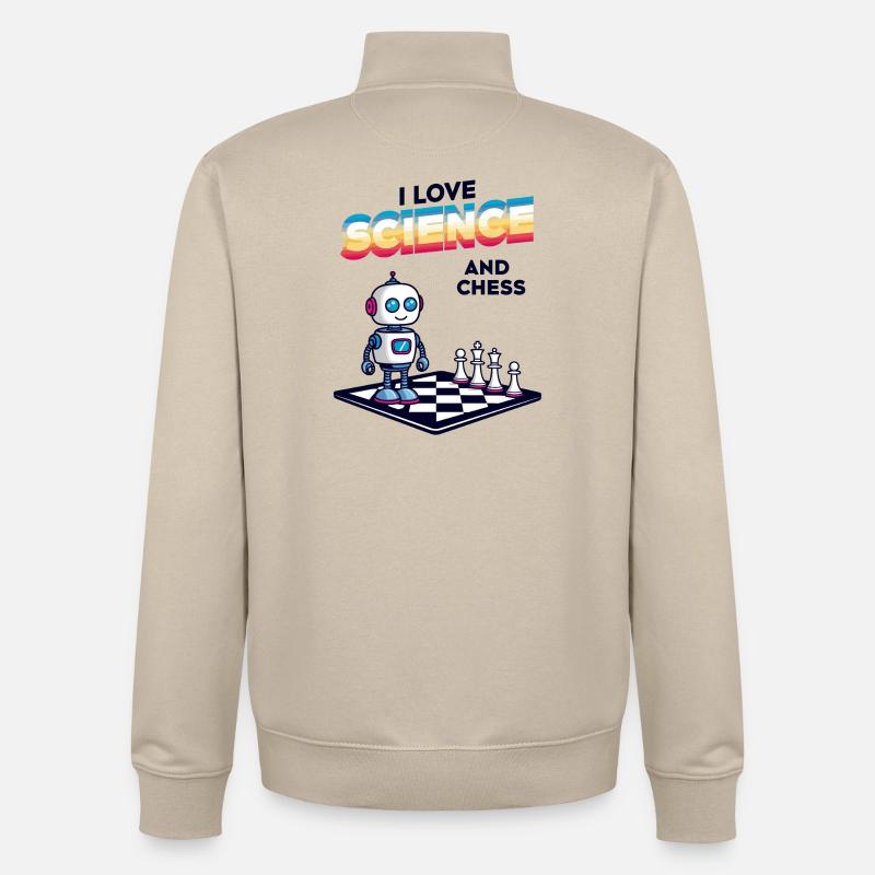 Science et échecs - Sweat zippé unisexe en coton bio Stanley/Stella - beige crème