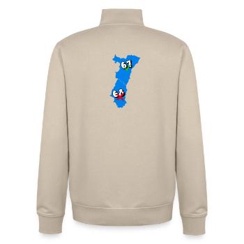 Alsace Region - Unisex Organic Zip Sweatshirt by Stanley/Stella - desert dust - Back - AI Model Male 185 dark (185cm)