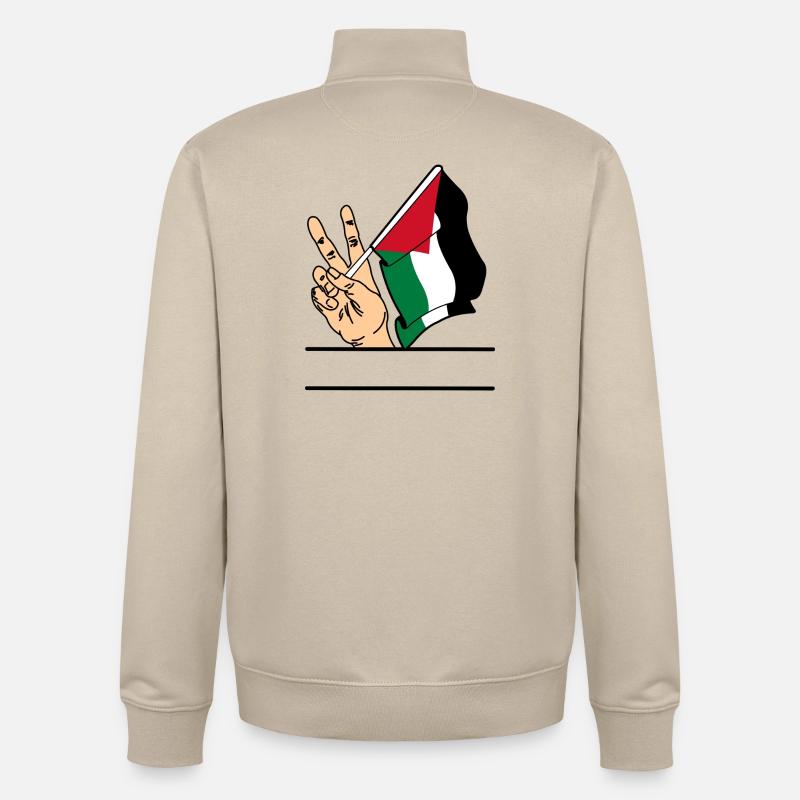 Drapeau Palestine paix signe texte espace - Sweat zippé unisexe en coton bio Stanley/Stella - beige crème