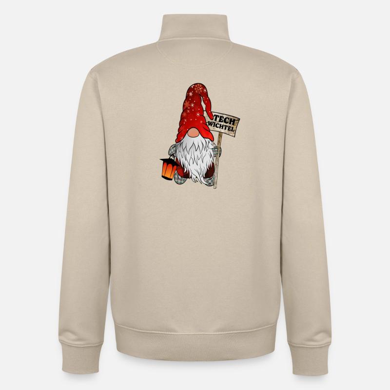 Tech Gnome – IT Christmas Gnome - Unisex Organic Zip Sweatshirt by Stanley/Stella - desert dust