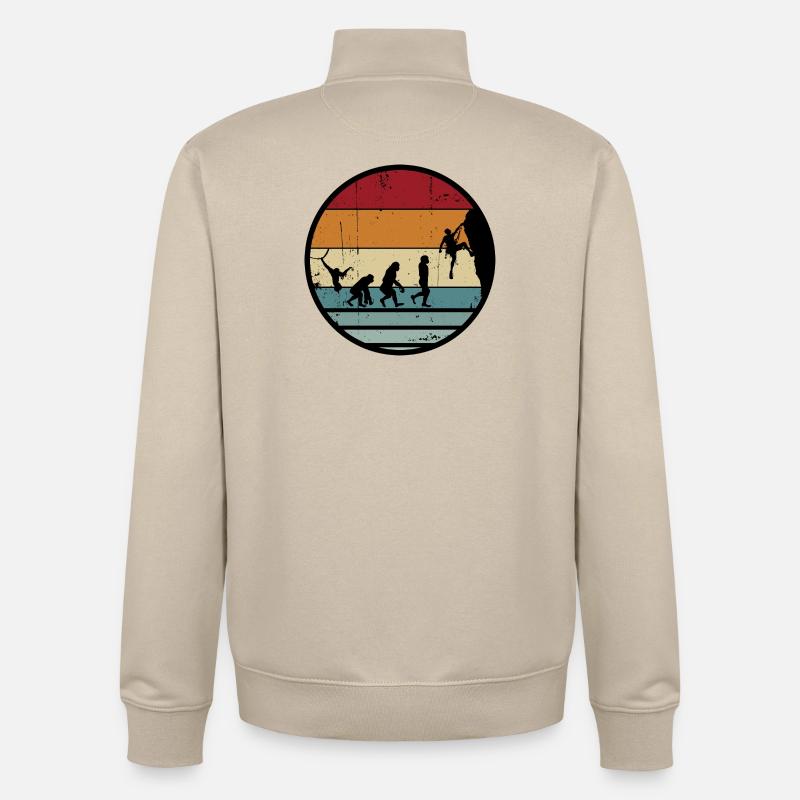 Evolution Climber Retro Circle - Sweat zippé unisexe en coton bio Stanley/Stella - beige crème