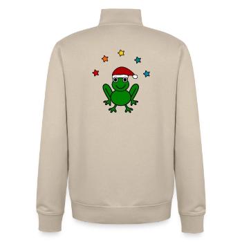 anniversaire. anniversaire décennie. humour. drôle - Sweat zippé unisexe en coton bio Stanley/Stella - beige crème - Dos - AI Model Male 185 dark (185cm)
