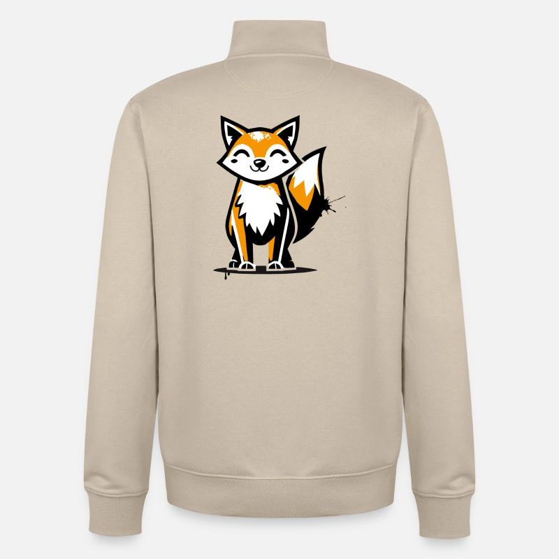 Moderner Fuchs im Stencil Graffiti-Design - Unisex Organic Zip Sweatshirt von Stanley/Stella - Cremebeige