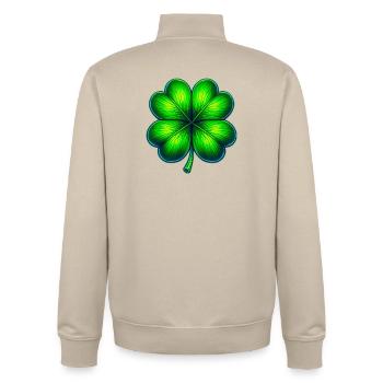 Trèfle à quatre feuilles - Sweat zippé unisexe en coton bio Stanley/Stella - beige crème - Dos - AI Model Male 185 dark (185cm)