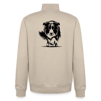 Border Collie - Sweat zippé unisexe en coton bio Stanley/Stella - beige crème - Dos - AI Model Male 185 dark (185cm)