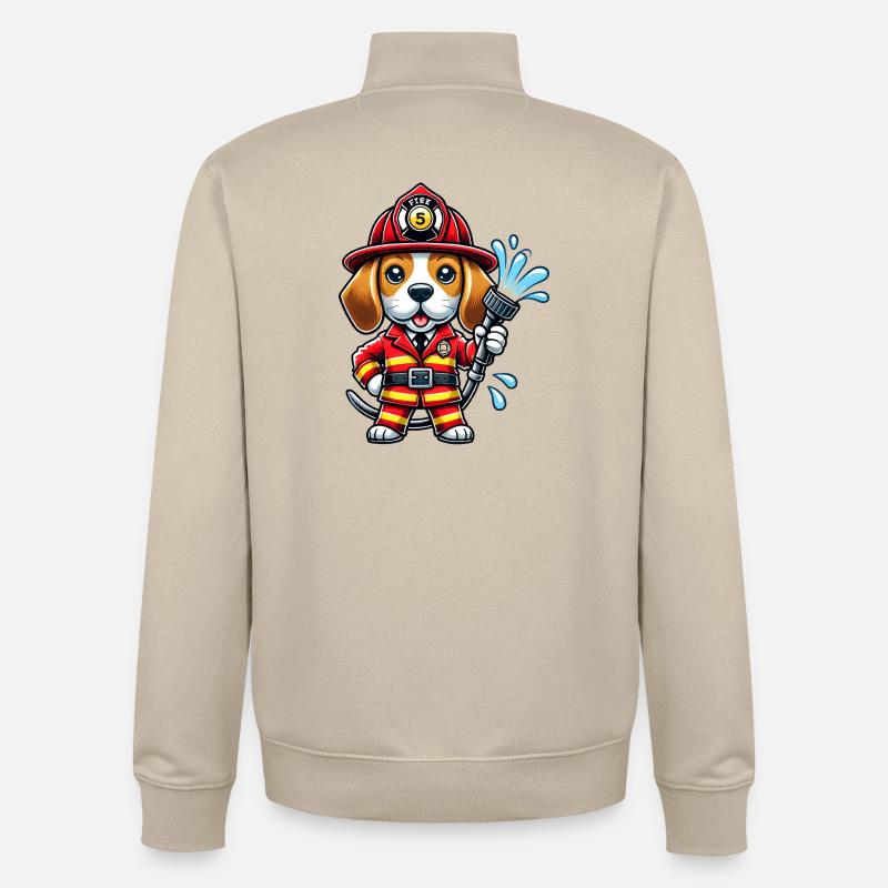 Design de pompier Beagle - Sweat zippé unisexe en coton bio Stanley/Stella - beige crème