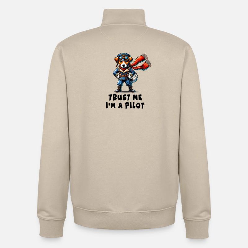 Jack Russell Terrier Pilot - Unisex Organic Zip Sweatshirt von Stanley/Stella - Cremebeige