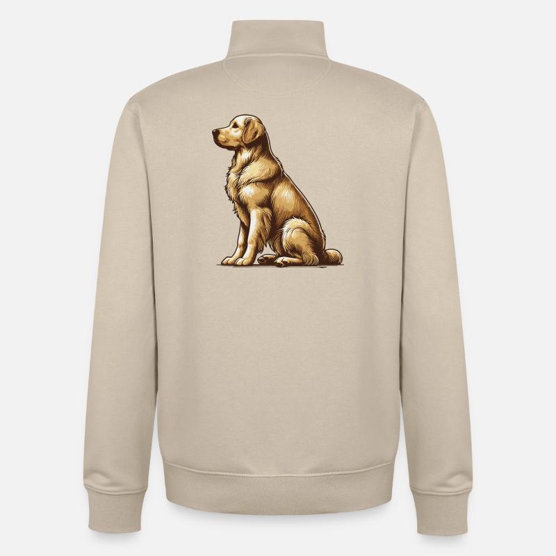 Golden retriever - Sweat zippé unisexe en coton bio Stanley/Stella - beige crème