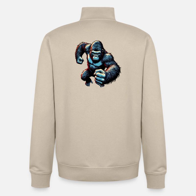 Gorille - Sweat zippé unisexe en coton bio Stanley/Stella - beige crème
