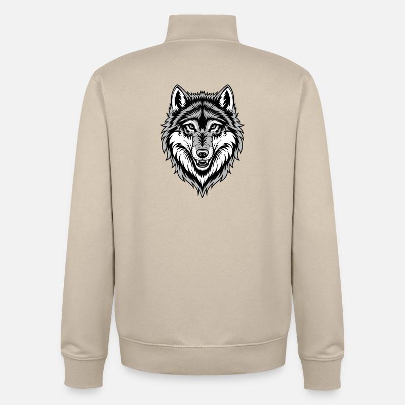 Wolf Kostüm blauer Wolfskopf Werwolf und - Unisex Organic Zip Sweatshirt von Stanley/Stella - Cremebeige