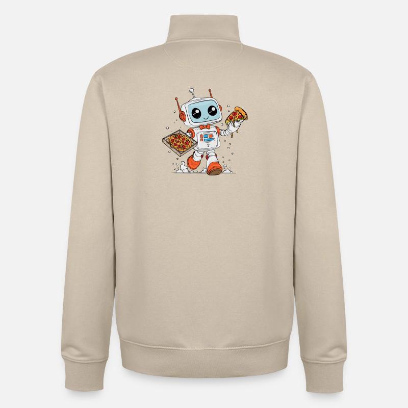 PizzaRobot– Multitask-Roboter, der Pizza Liefert - Unisex Organic Zip Sweatshirt von Stanley/Stella - Cremebeige
