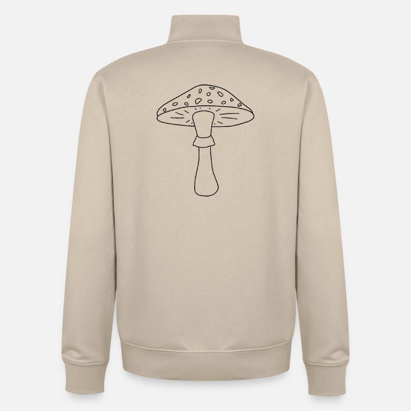 Toadstool black and white - Unisex Organic Zip Sweatshirt by Stanley/Stella - desert dust