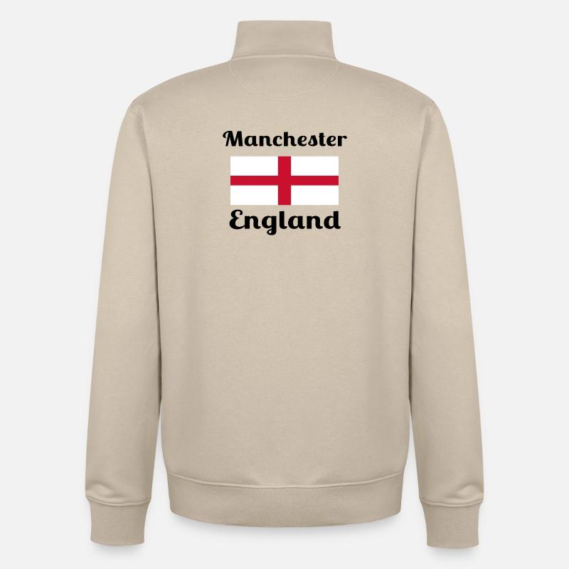 Manchester, Angleterre - Imprimés élégants - Sweat zippé unisexe en coton bio Stanley/Stella - beige crème