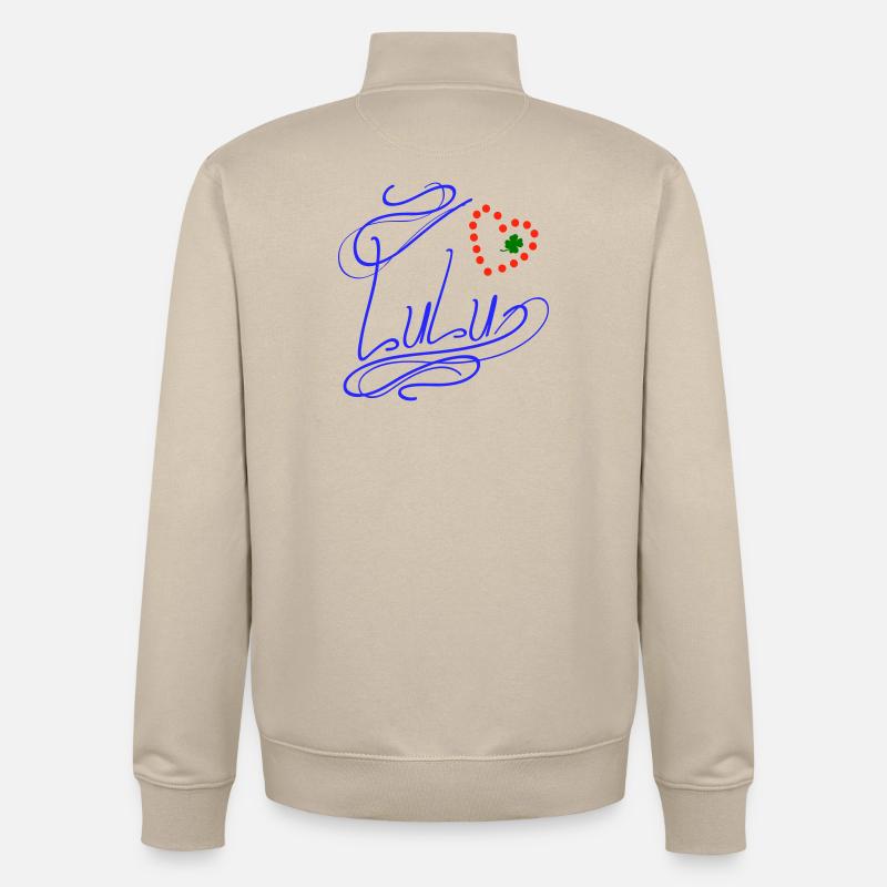 Lulu avec cœur et trèfle - Sweat zippé unisexe en coton bio Stanley/Stella - beige crème