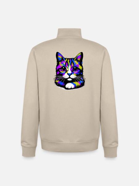 Cat - Unisex Organic Zip Sweatshirt by Stanley/Stella - desert dust