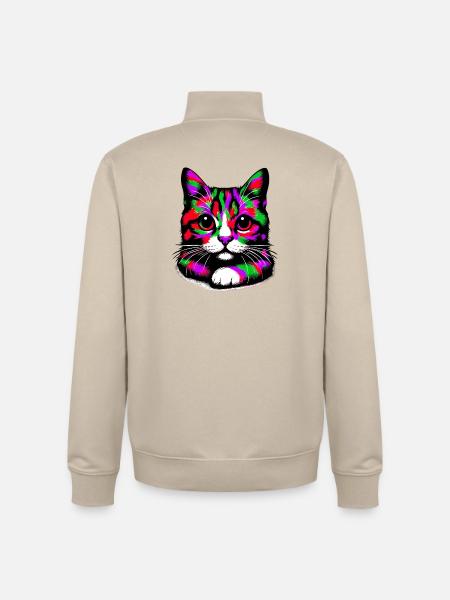 Chat - Sweat zippé unisexe en coton bio Stanley/Stella - beige crème
