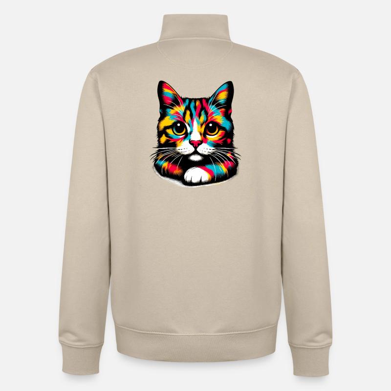 Chat - Sweat zippé unisexe en coton bio Stanley/Stella - beige crème