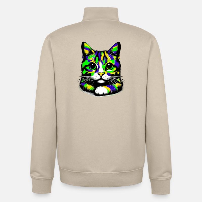 Chat - Sweat zippé unisexe en coton bio Stanley/Stella - beige crème
