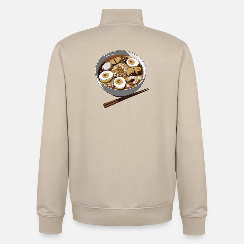 Ramen Eier Bowl Illustration - Unisex Organic Zip Sweatshirt von Stanley/Stella - Cremebeige