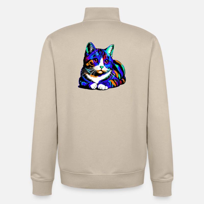 Chat - Sweat zippé unisexe en coton bio Stanley/Stella - beige crème