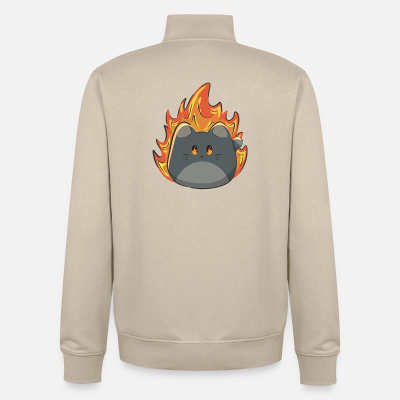 Chat mignon avec du feu - Sweat zippé unisexe en coton bio Stanley/Stella - beige crème