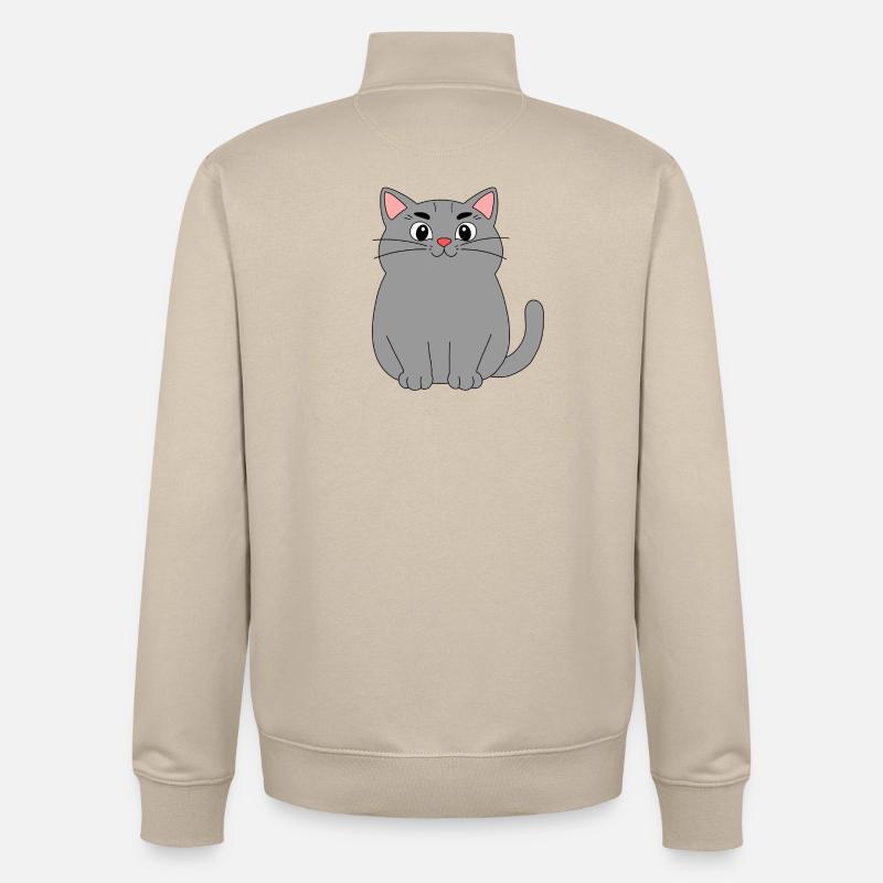 Graue Katze - Unisex Organic Zip Sweatshirt von Stanley/Stella - Cremebeige