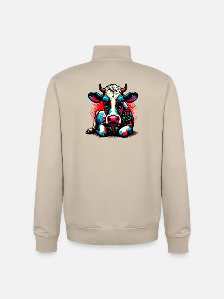 Cow - Unisex Organic Zip Sweatshirt by Stanley/Stella - desert dust