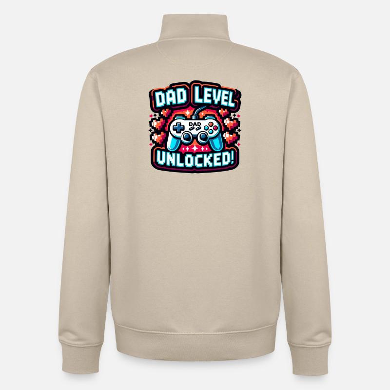 Gaming Design - Dad Level Unlocked - Unisex Organic Zip Sweatshirt by Stanley/Stella - desert dust