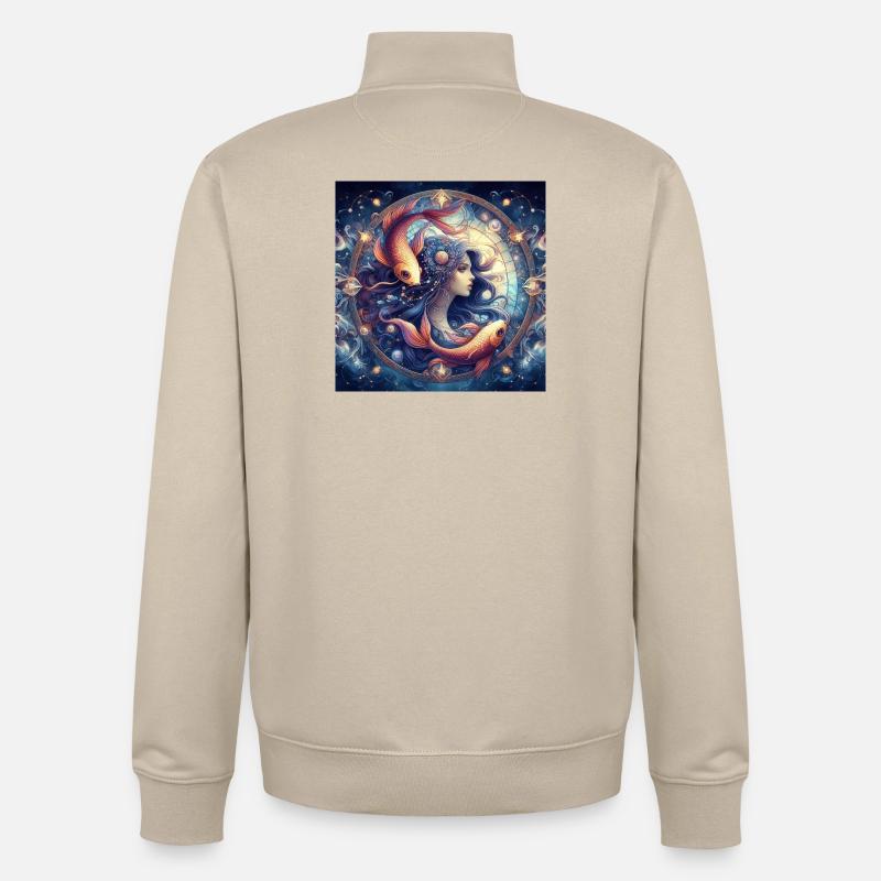 FISCHE \ Sternzeichen - Unisex Organic Zip Sweatshirt von Stanley/Stella - Cremebeige