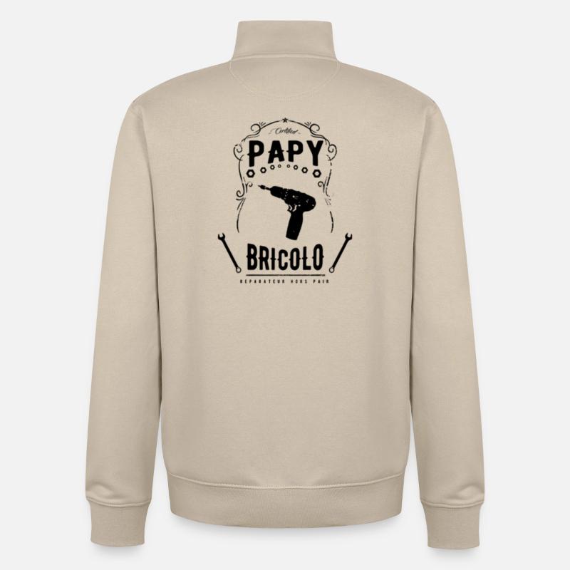 Papi bricolo - Sweat zippé unisexe en coton bio Stanley/Stella - beige crème