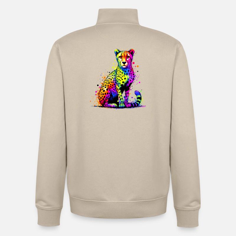 Guépard - Sweat zippé unisexe en coton bio Stanley/Stella - beige crème