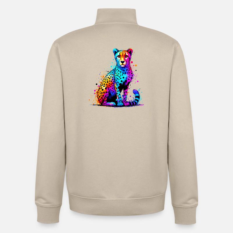 Guépard - Sweat zippé unisexe en coton bio Stanley/Stella - beige crème