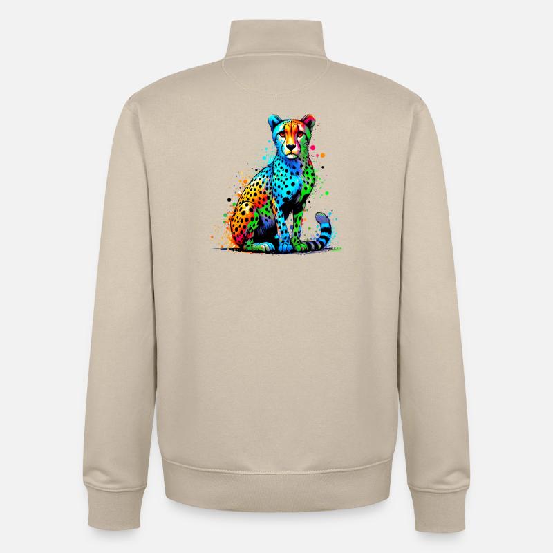 Guépard - Sweat zippé unisexe en coton bio Stanley/Stella - beige crème